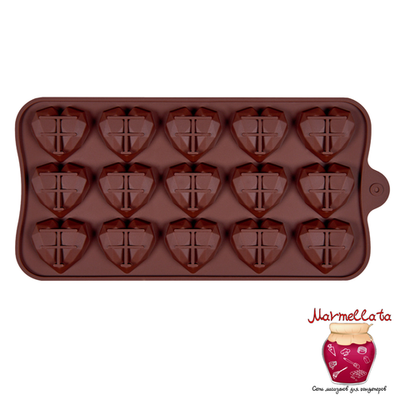 Форма силиконовая для шоколада "Хрустальные сердца", 15 ячеек