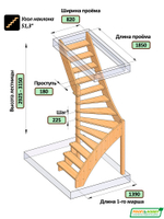 Лестница на второй этаж ЛС-92м/3 Левая
