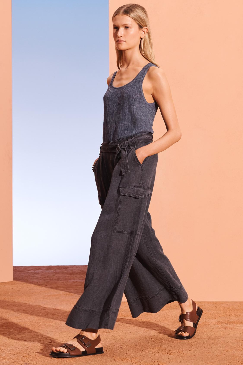 ZARA ТОП БЕЗ РУКАВОВ, СИНИЙ/ИНДИГО