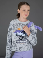 Лонгслив для девочки серый, варенка