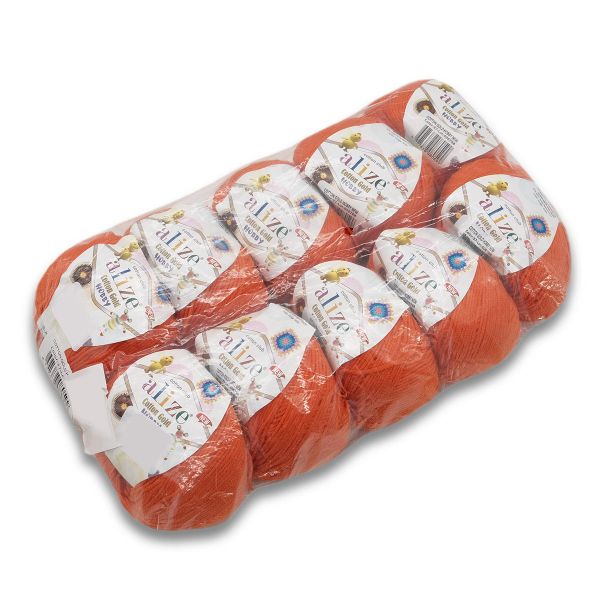 Пряжа Alize (Ализе) Cotton Gold Hobby New / уп.10 мот. по 50 г, 165 м, 37 оранжевый