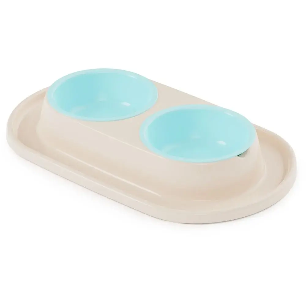 Миска для животных Мур-мяу 0,3л двойная (на подставке)(св.бежевый) (комплект 9 шт)