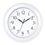 Часы настенные, модель 12, D 300мм, стекло пластик, пластиковый обод, цвет-прозрачный/белый