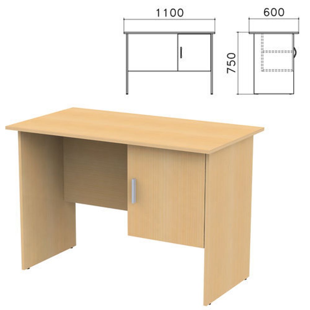 Стол письменный &quot;Канц&quot;, 1100х600х750, тумба с дверью, цвет бук невский, СК26.10