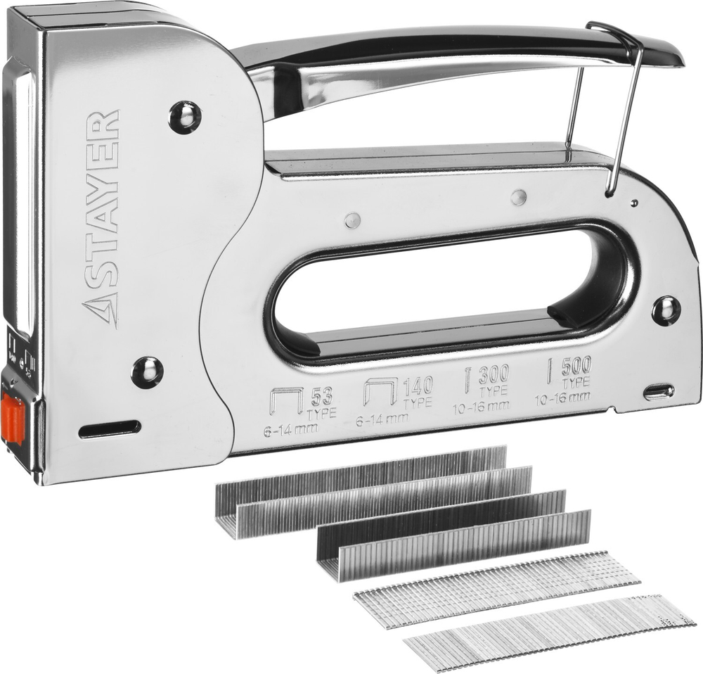 Стальной рессорный степлер тип 53(6-16мм)/140/13/53F/300/500, STAYER BlackForce-53