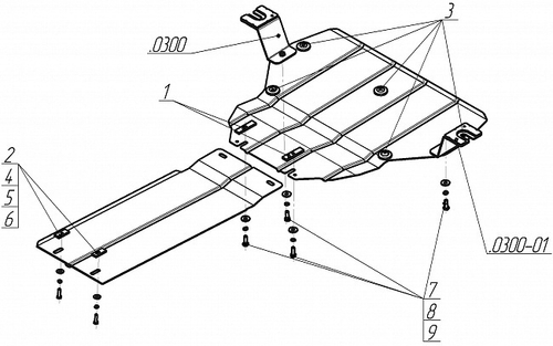 Защита картера двигателя, КПП (2 мм, сталь) для Mercedes Vito/V-class 2014- Motodor.01233