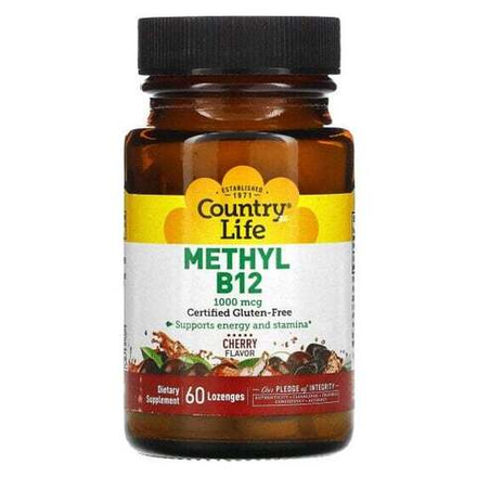 Витамины группы B Country Life, Метил B12, со вкусом вишни, 1000 мкг, 60 пастилок