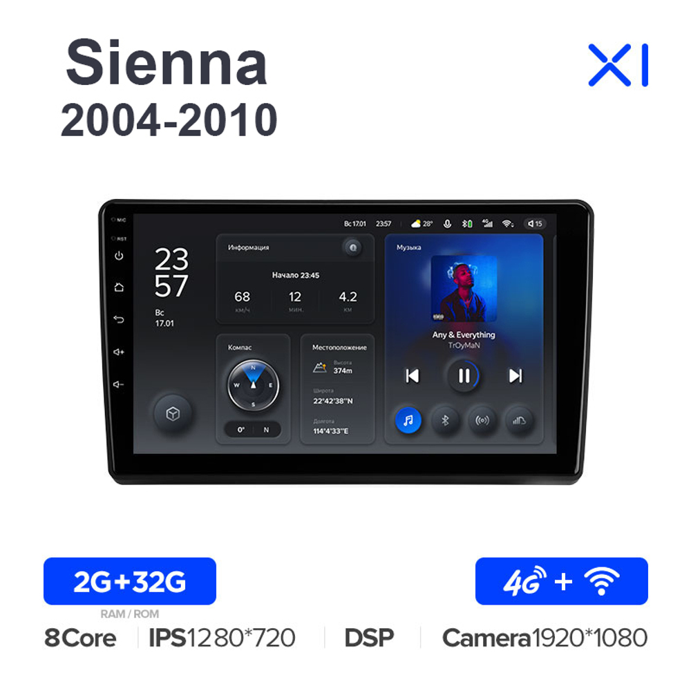Teyes X1 9"для Toyota Sienna 2004-2010