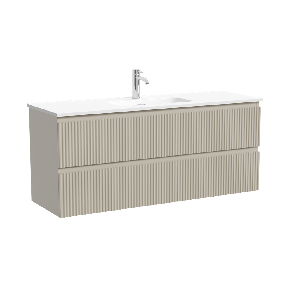 Тумба подвесная SANCOS Snob R 1195х390х500, c двумя ящиками оснащенными доводчиками, Beige Soft , арт.SNR120/39CE