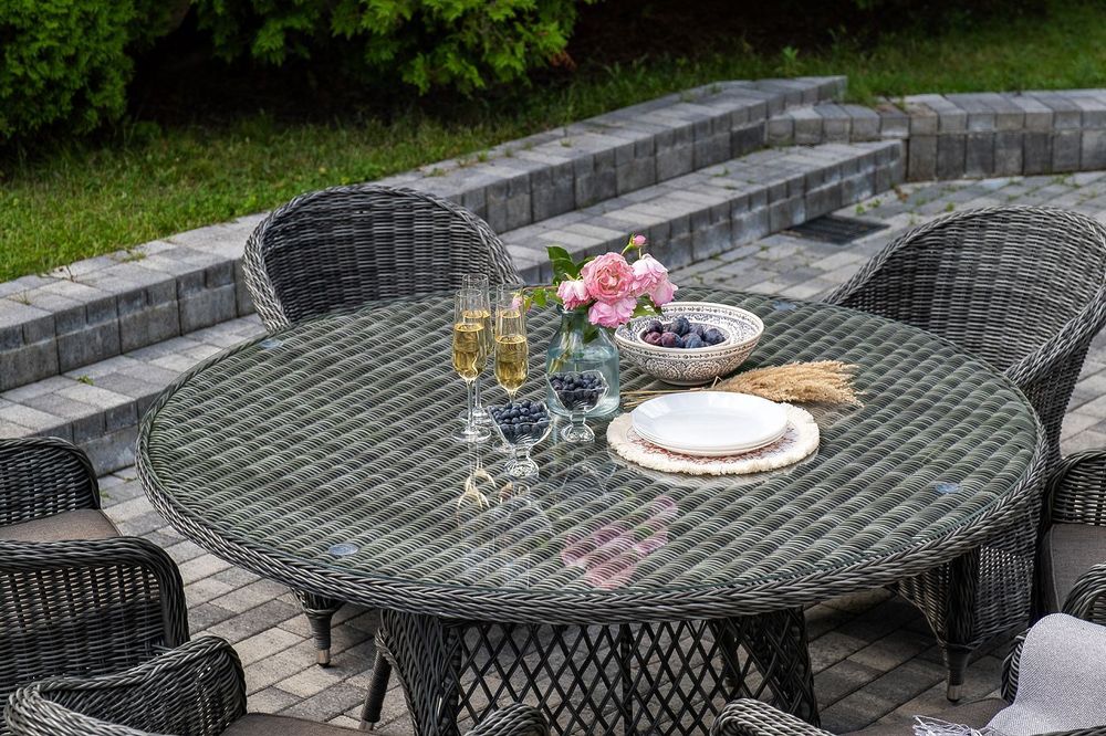 "Эспрессо–150 R" обеденная группа плетеная, цвет графит