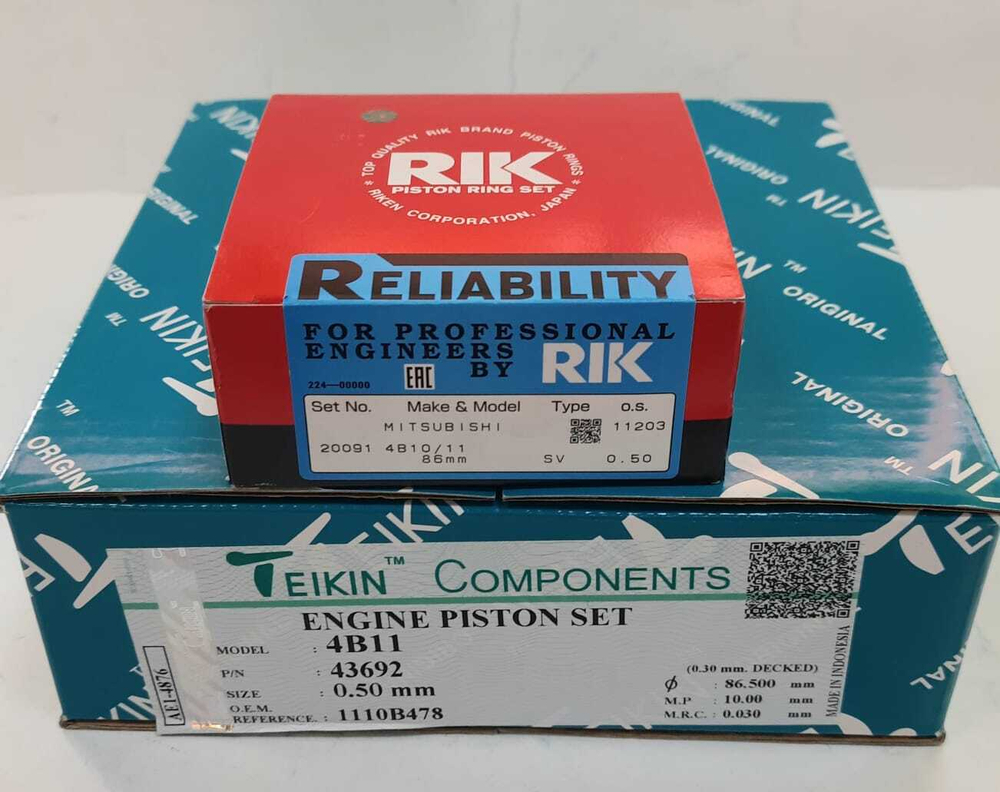 Поршни Teikin с кольцами Riken +0.50 4B11/4B10
