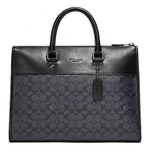 COACH Canvas With Leather Briefcase, Shoulder Bag, Crossbody Bag, Handbag Large Men"s Charcoal Black
