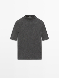 Massimo Dutti Хлопковая футболка с коротким рукавом, серый