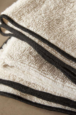 ZARA HOME ХЛОПКОВОЕ ПОЛОТЕНЦЕ (НАБОР ИЗ 3 ШТУК), ПЕСОЧНЫЙ/ЧЕРНЫЙ