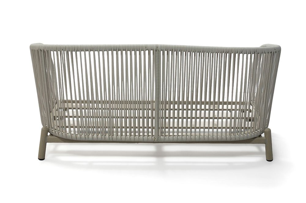 "Прато" диван двухместный из искусственного ротанга, цвет светло-серый, каркас под дерево (холодно-бежевый)