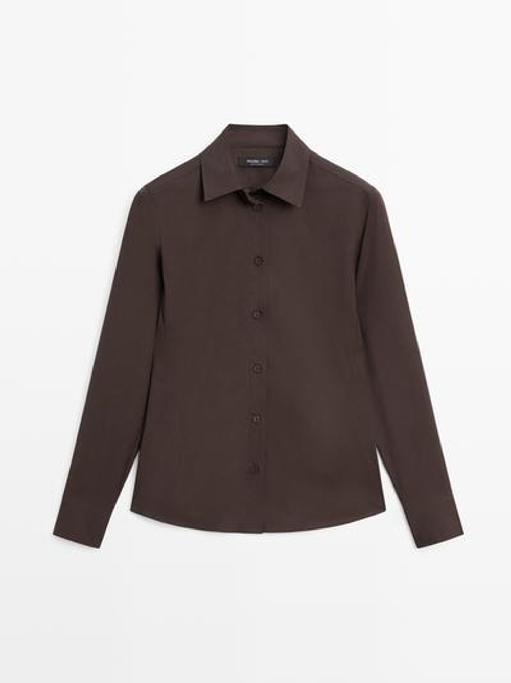 Massimo Dutti Эластичная рубашка из смесового хлопка, коричневый