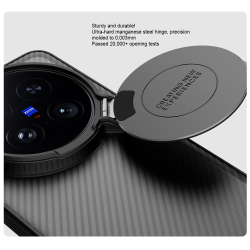 Чехол прозрачный тонированный (Transparent Black) от Nillkin с металлической откидной крышкой для камеры на Vivo X200 Ultra, серия CamShield Prop Case