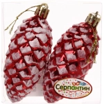 Ёлочные игрушки «Таинственное очарование» Шишки 9 см (набор 2шт), красный