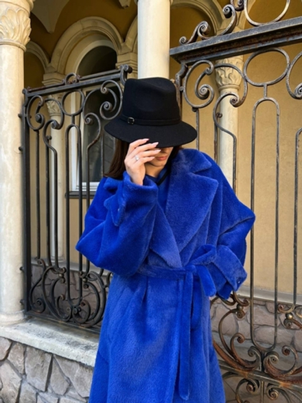 пальто-пушистик королевский синий