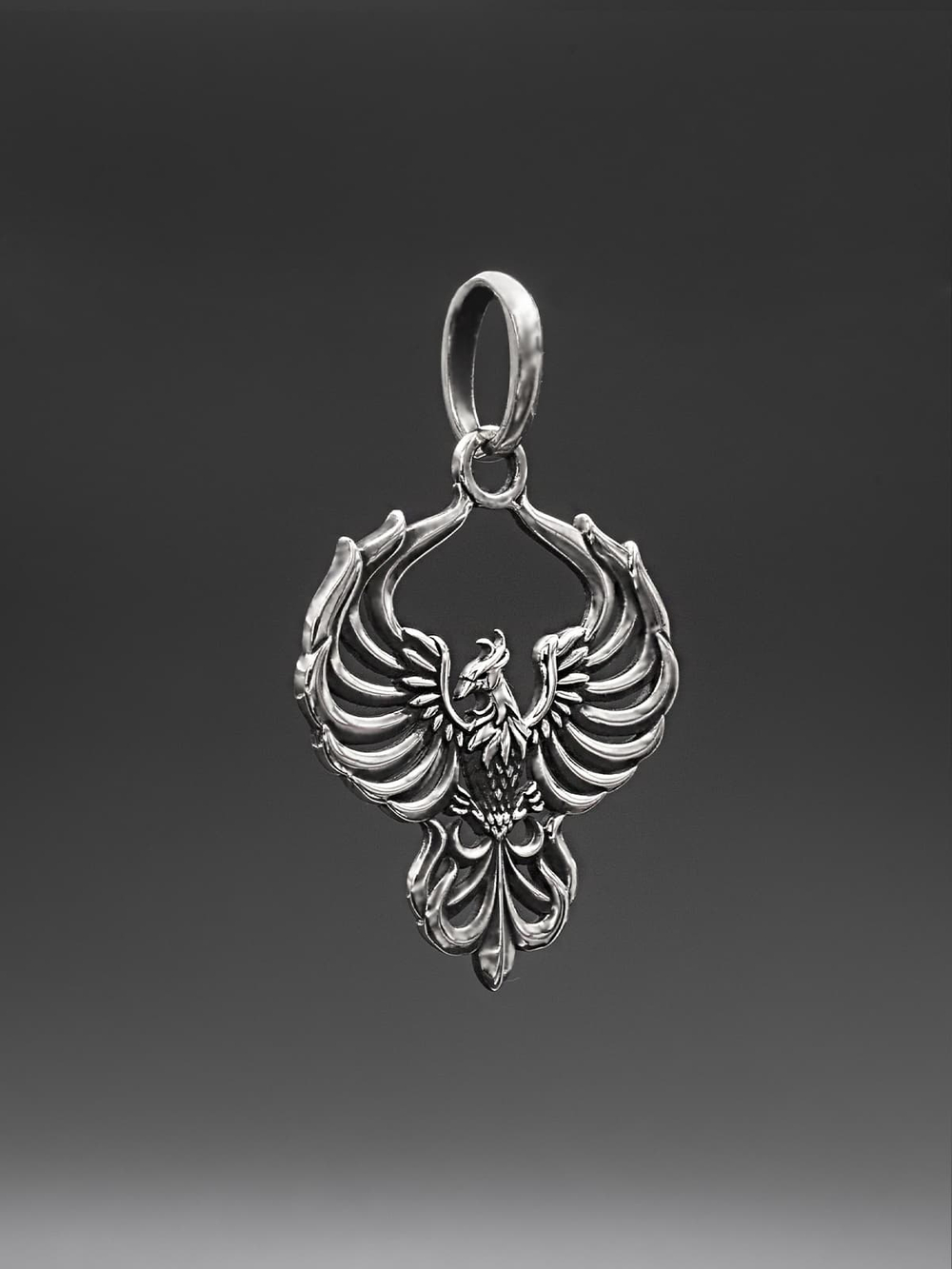 Подвеска талисман птица феникс из серебра 925 пробы