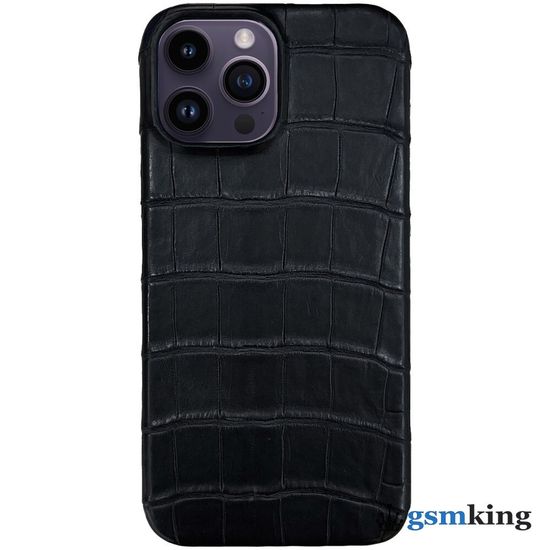 Leather Case for iPhone 14 Pro Black (Чёрный крокодил)