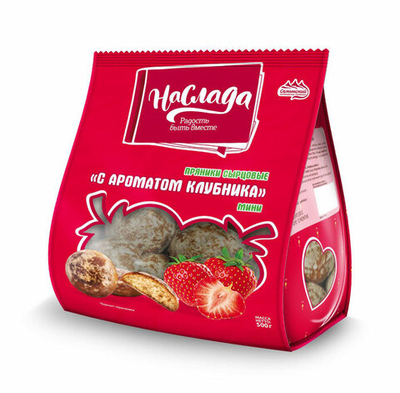 Пряники сырцовые Сажинский Наслада с ароматом Клубника 500 г