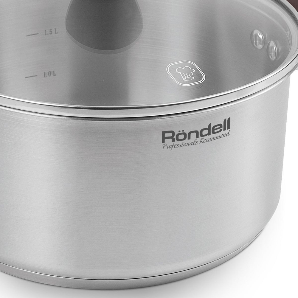 Кастрюля нерж, 2.8 л, с крыш, Rondell, Kortado, RDS-1109, индукц