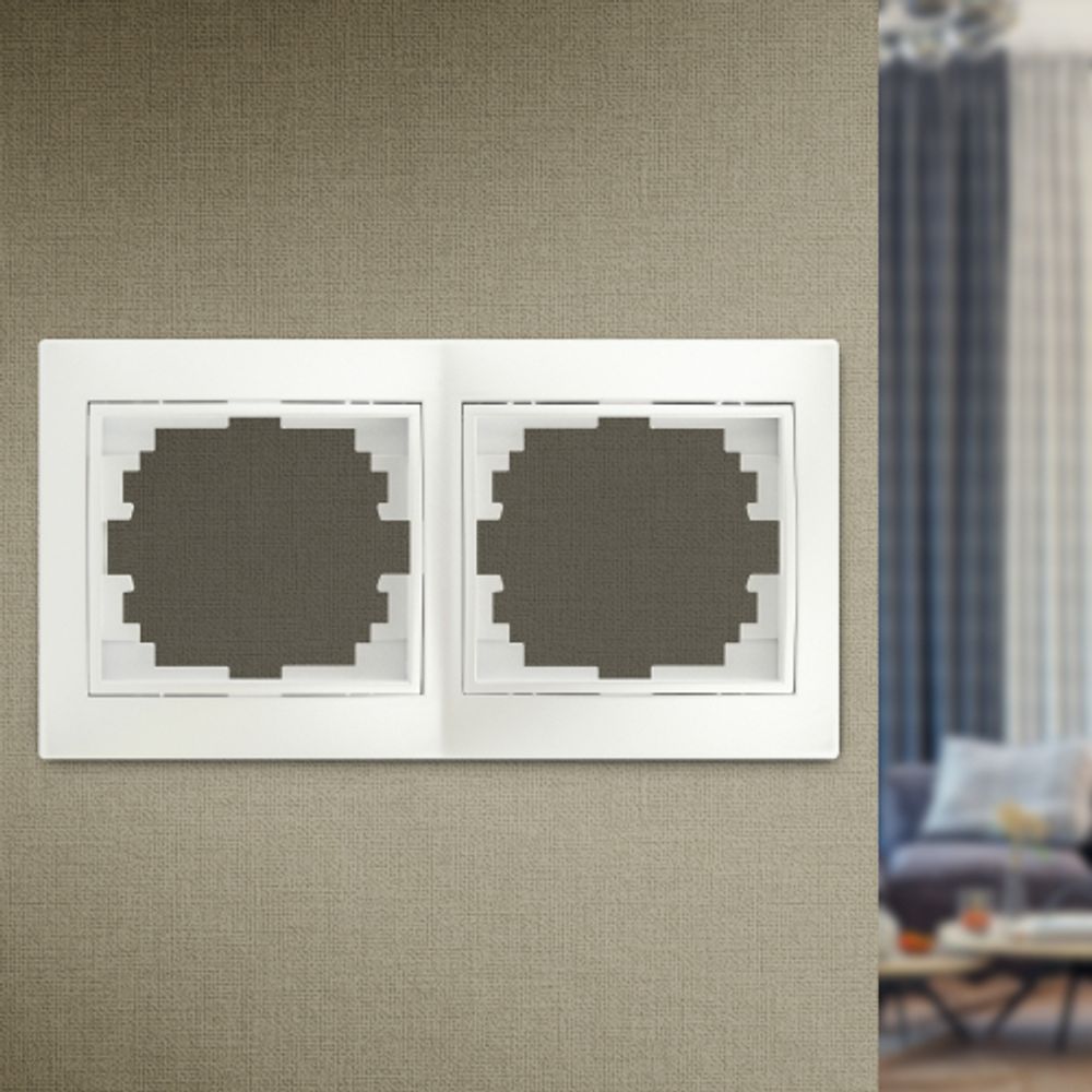 Рамка для розеток и выключателей Intro Plano 1-502-06 на 2 поста горизонтальная, СУ, перламутр | Intro Plano