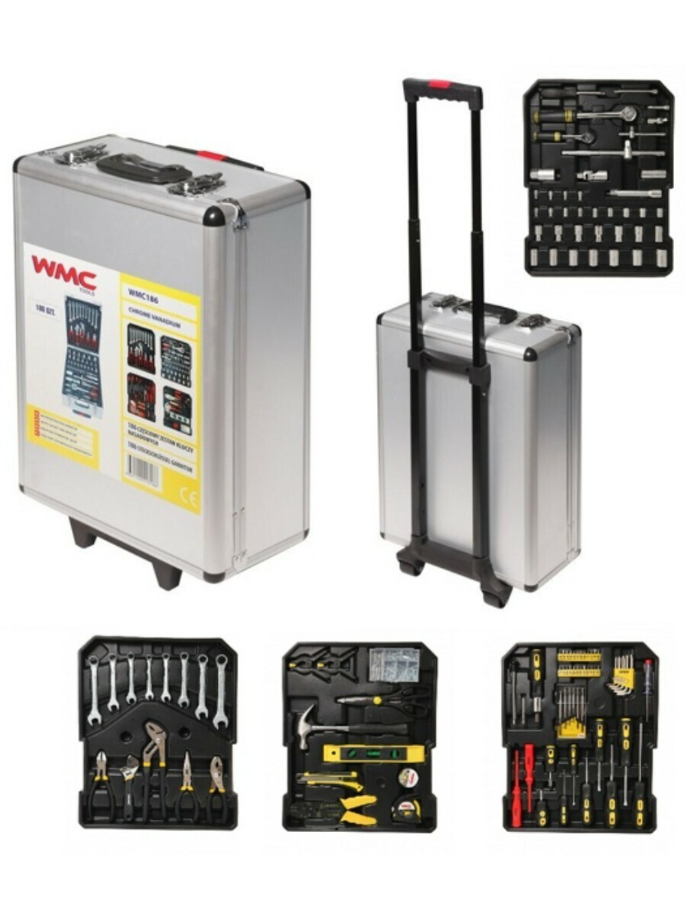 Набор инструментов 186пр. 1/4''1/2''(6-гр.) (4-30мм) ''Дорожный кейс'' WMC TOOLS WMC-WMC186