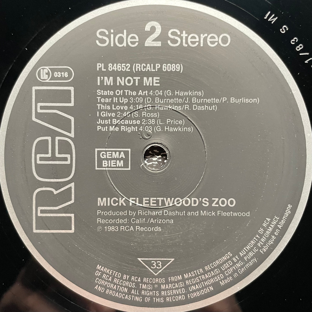 Mick Fleetwood's Zoo ‎– I'm Not Me (Германия 1983г.)