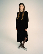 Платье с запахом на спине и длинным рукавом из бархата "Пока часы 12 бьют"