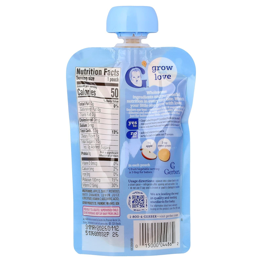 Gerber, Puree, 2nd Foods®, яблоко и батат с корицей, 99 г (3,5 унции)