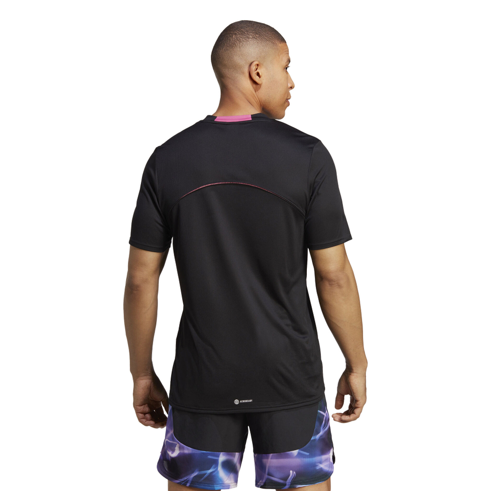 Мужское теннисное поло adidas Designed For Movement HIIT Training T-Shirt Men - Black, Violet