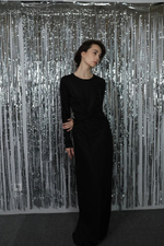 платье в пол с драпировкой и стразами