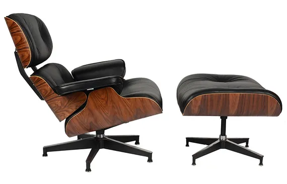 Кресло с оттоманкой Eames Lounge Black Premium U.S. Version