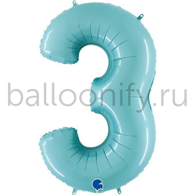 Шар ЦИФРА 3 Пастель Blue 40" 102 см