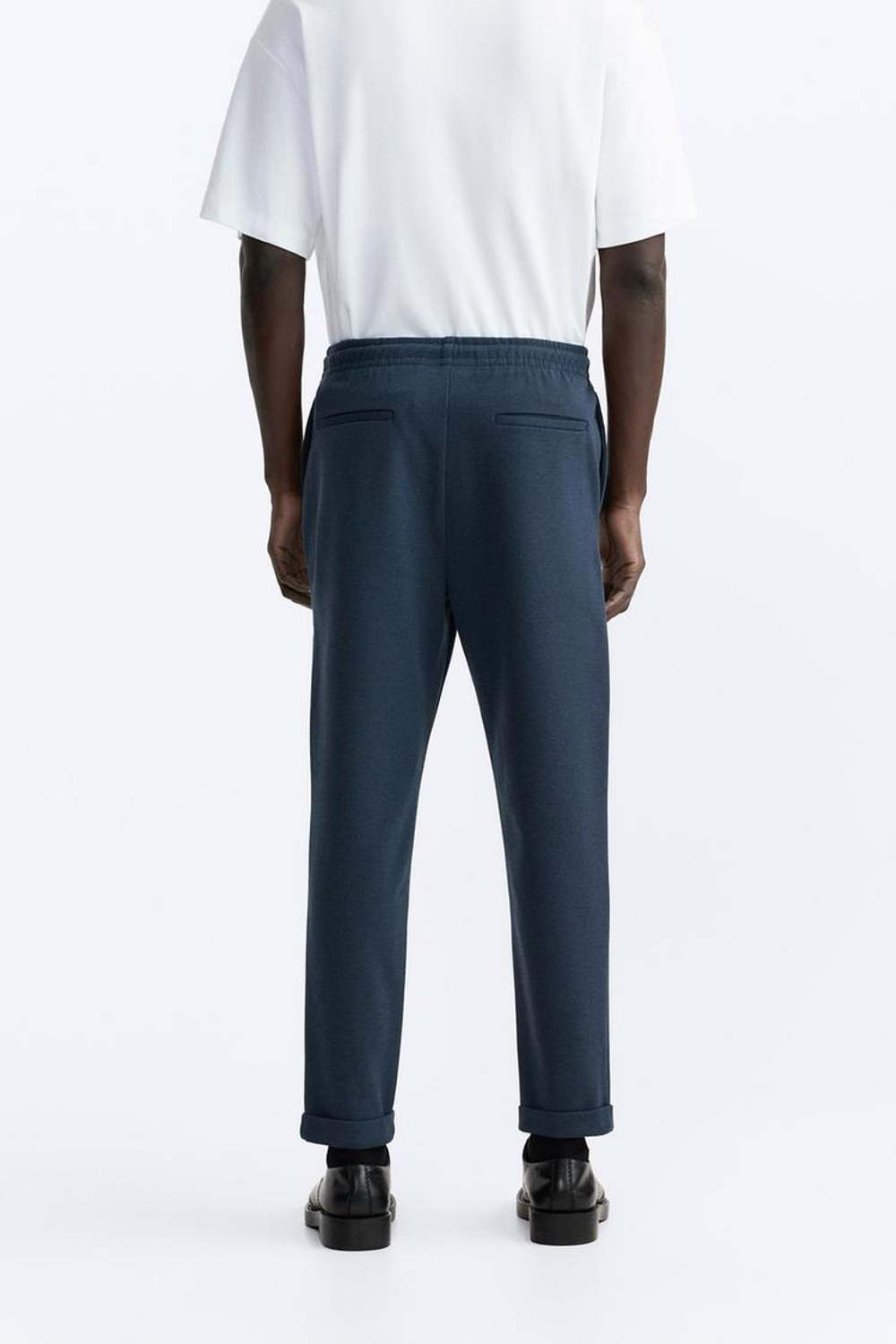 ZARA БРЮКИ EASY CARE С ПОЯСОМ НА ШНУРКЕ, СИНИЙ