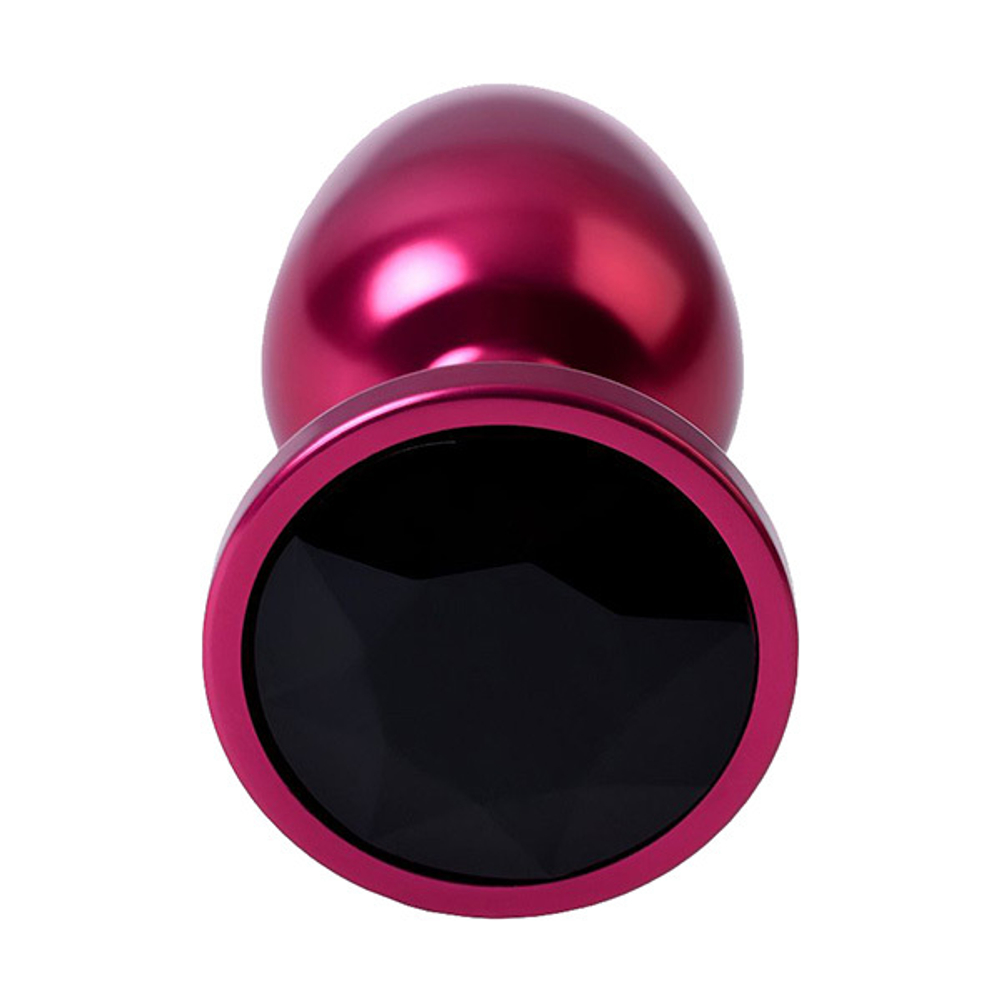 Красная анальная пробка 7,2см с кристаллом черного цвета ToyFa Metal 717007-95