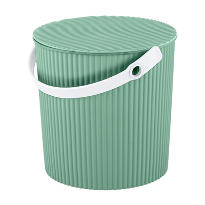 Ведро-универсал 10 л с крышкой, ребристая поверхность цвет ментол