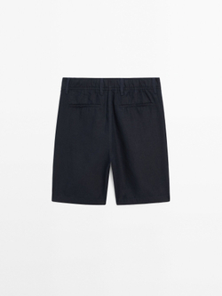 Massimo Dutti 100% льняные шорты-бермуды, темно-синий