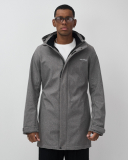 Парка спортивная мужская с капюшоном softshell серого цвета 9565Sr
