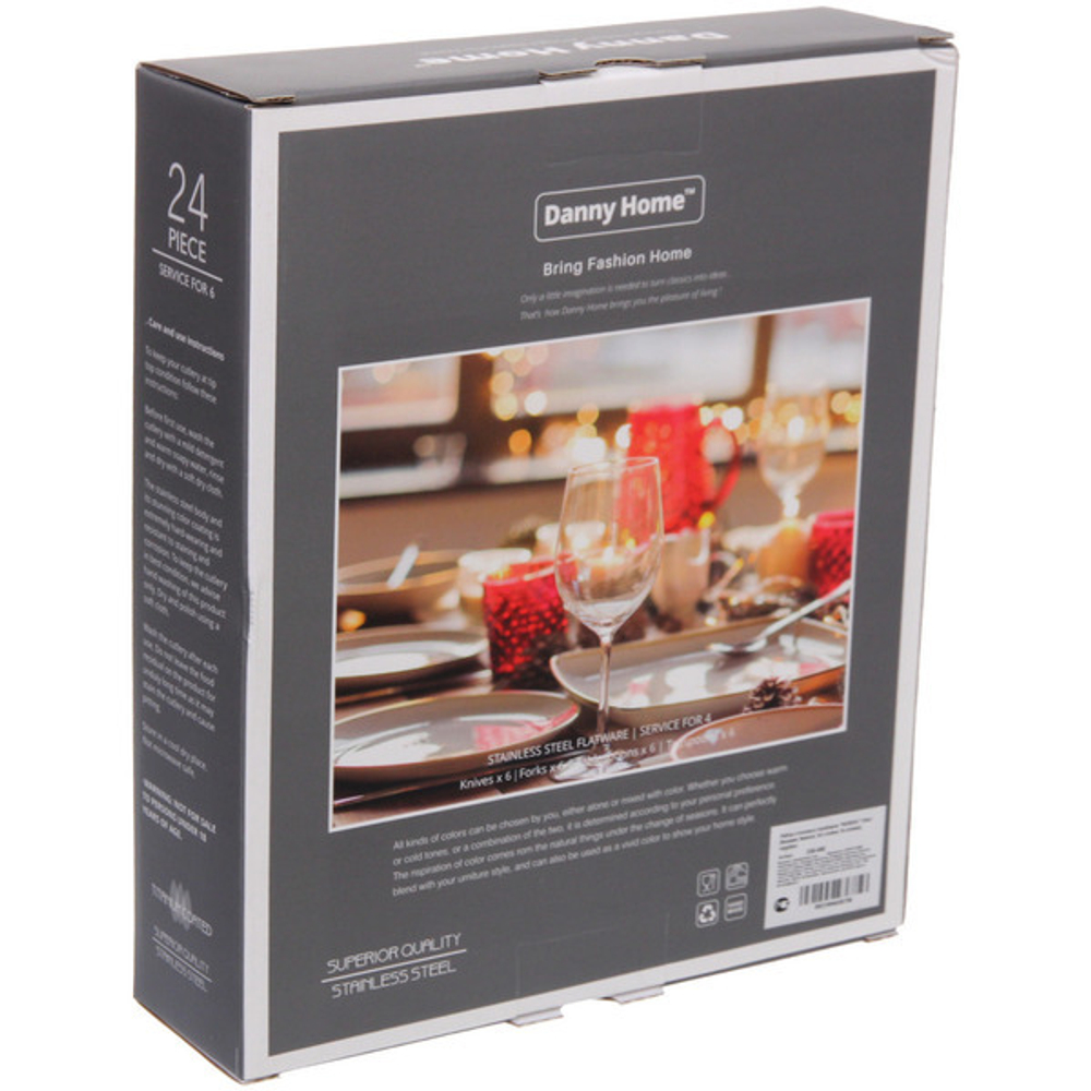 Набор столовых приборов «BISTRO» 24шт (6ножей, 6вилок, 6ст.ложек, 6ч.ложек), розовое золото