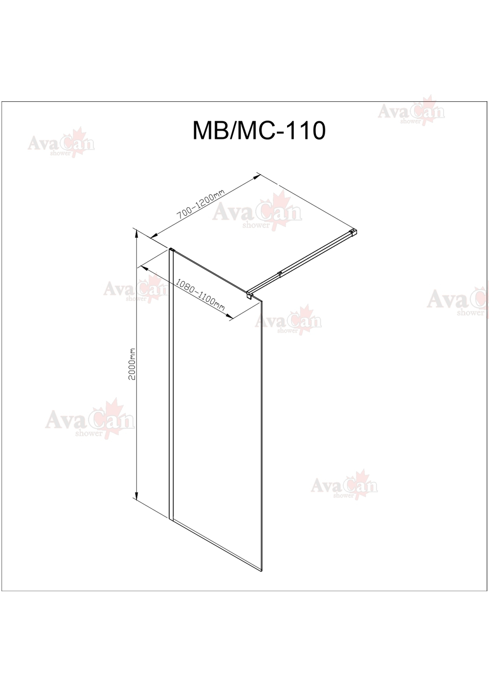Душевая перегородка AvaCan MB110 MT