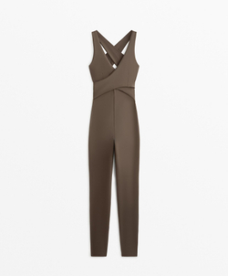 Oysho Длинный комбинезон Comfortlux, угольный