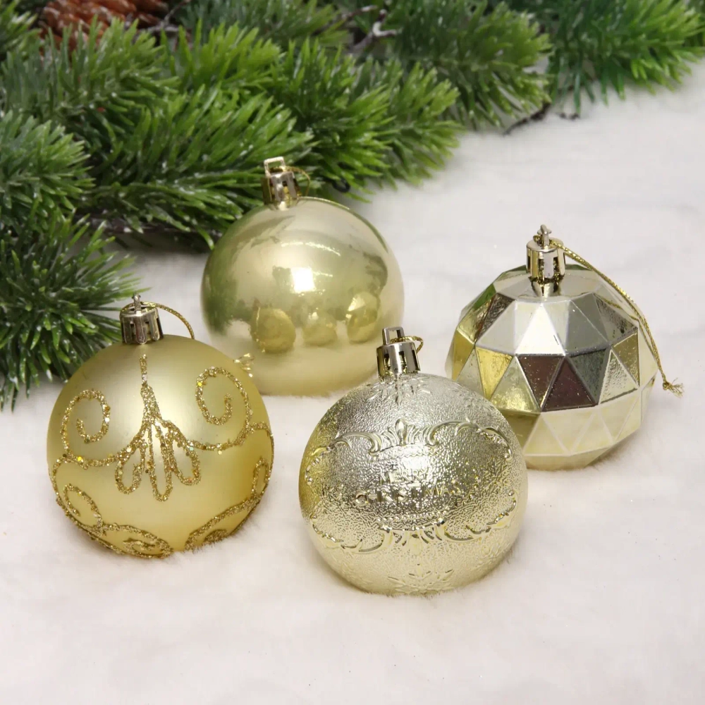 Новогодние шары «Зимняя вечеринка» 6 см (набор 16 шт), Золото