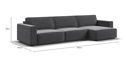 Угловой диван Босс Софт Модуль Макс Велюр Монолит серый