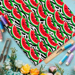 Ткань премиум флис дольки арбуза