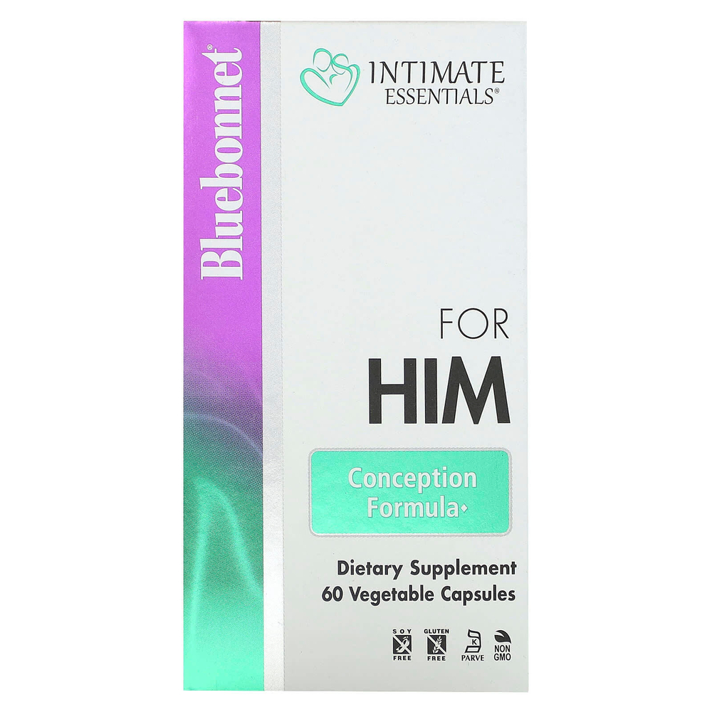 Bluebonnet Nutrition, Intimate Essentials, для него, формула для зачатия, 60 растительных капсул