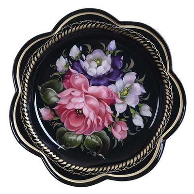 Жостовский поднос декоративный, размер 18 см (A1), металлический