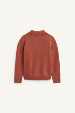 ZARA ВЯЗАНЫЙ СВИТЕР-ПОЛО, ЧЕРЕПИЧНЫЙ